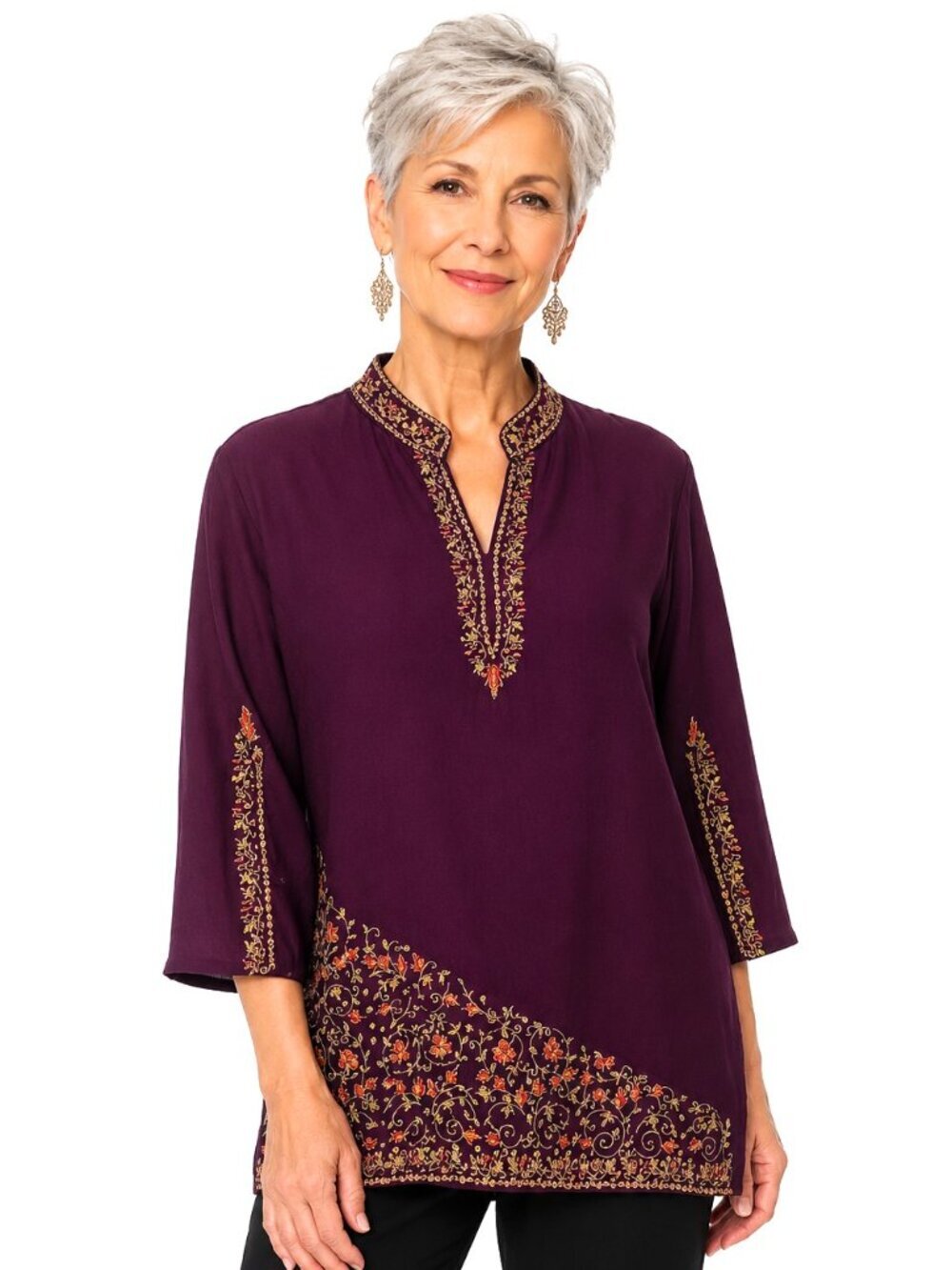 Saachi Purple Metallic Embroidered Kurti NWT